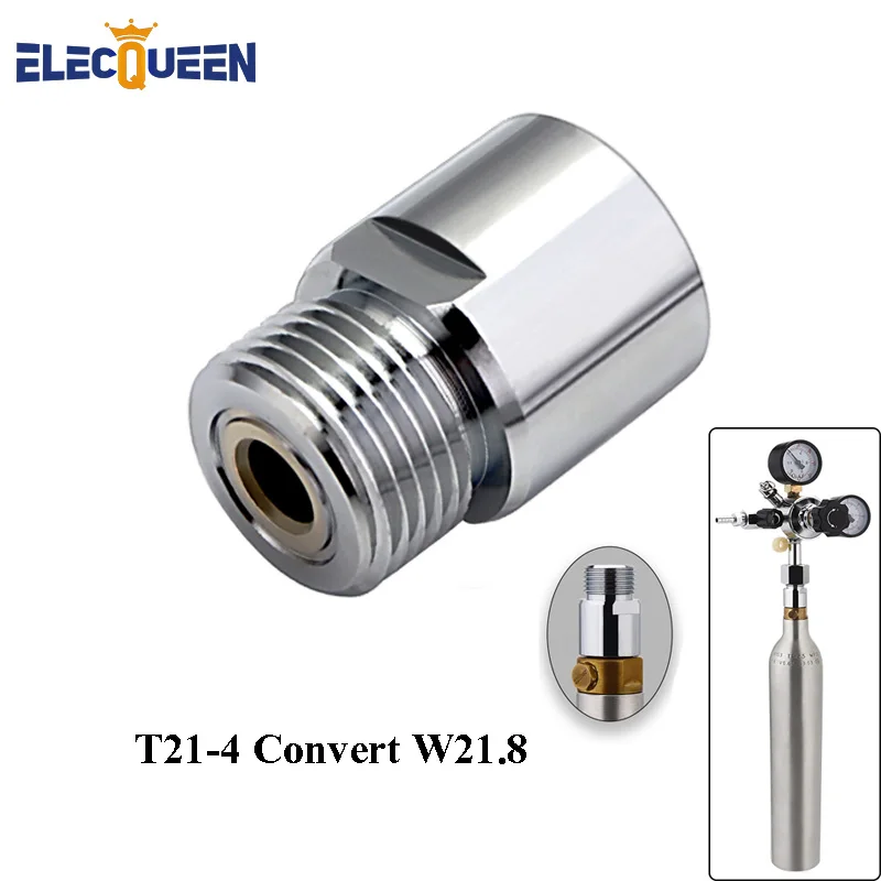 Co2 Cylinder Adapter,Soda Water Bottle Adapter T21-4 convert to W21.8 Regulator Home Brewing Beer Keg Connector Accessories