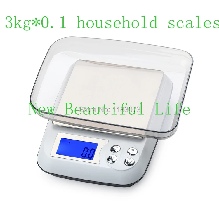 3kg Electronic Kitchen Scales 3000g 0.1g Digital LCD Stainless Steel Table Scale Food Weighing Balance Cookie Tools With Tray