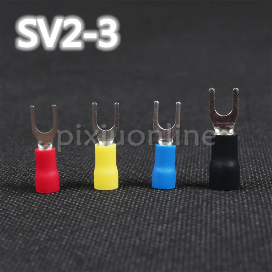 100pcs/pack DS644b SV2-3 5.7*21.mm Y-shaped Tinplating Terminal Block Red/blue/yellow/black/green 5colors Choose