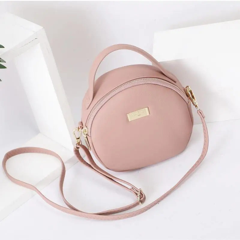 Small women round bag Simple Casual crossbody bag for women pu leather shoulder bag brand lady tote bag purse