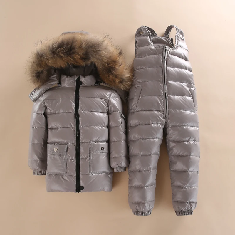 -30 degree 3~5Y Russian Snowsuit Children Sets Baby White Down Boys Waterproof Clothing Kids Coat Winter Jacket For Girls Parka