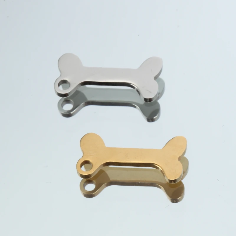 MYLONGINGCHARM 15pcs Dog Bone Charms-Stainless steel Pendants Charms for Necklace Bracelets 8x18mm G2792