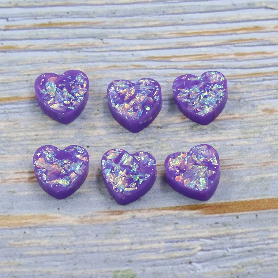 Fnixtar 20Pcs 1.5mm Hole 12mm Heart Opal Stone Trendy Charms Love Heart Shape Synthetic Opal Charms For DIY Necklace Bracelets