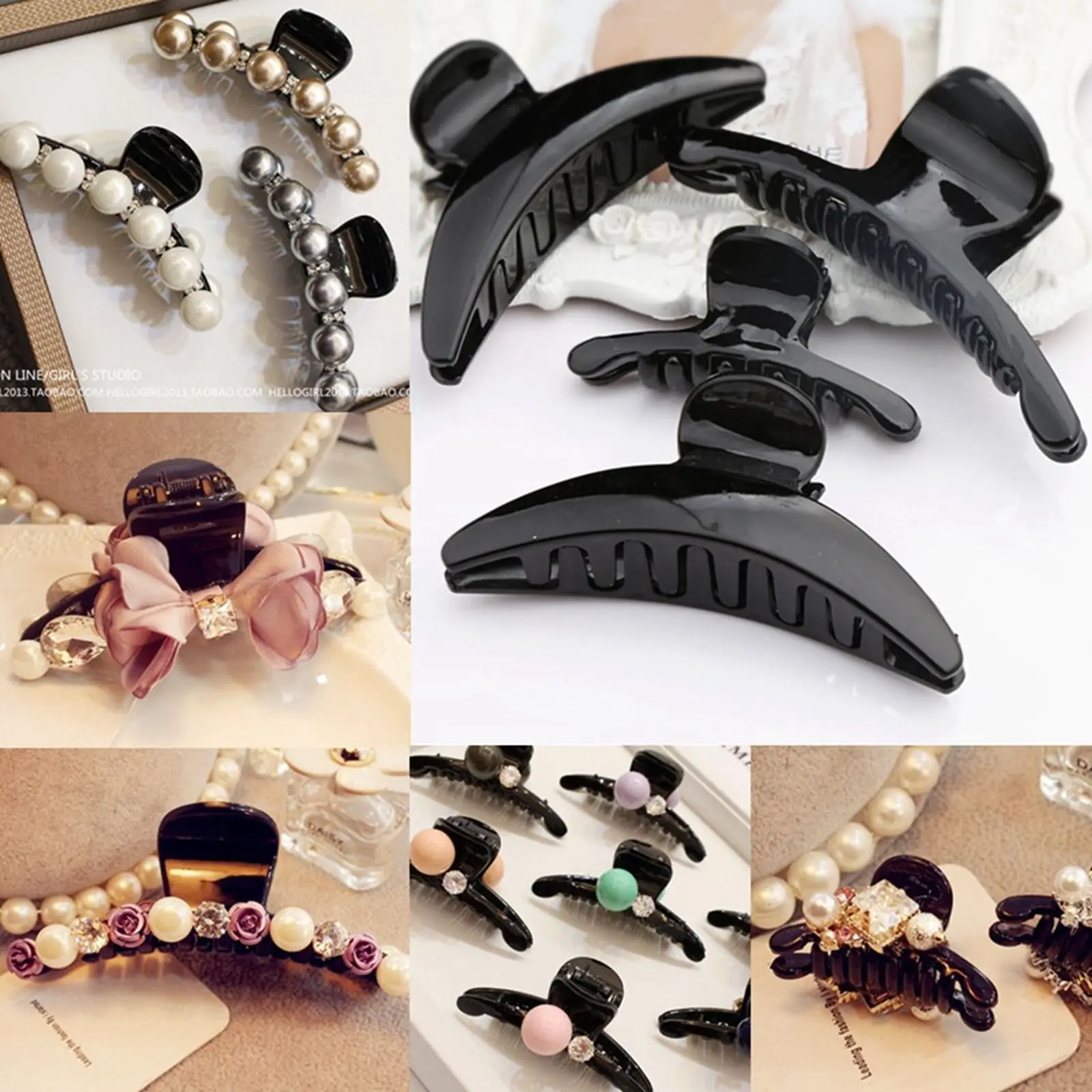 4 Black Plastic Curved Hair Jaw Claw Clip Clamp Folding Clips 98mm for DIY Craft