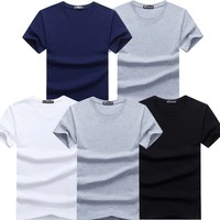 TEXIWAS 5Pcs Hot 2024 New Fashion Brand O-Neck Slim  ShortSleeve T Shirt Men Trend Casual Mens T-Shirt Korean T Shirts 4XL 5X