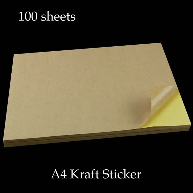 

(100 pieces/lot) A4 Kraft Sticker Paper Brown Self Adhesive A4 Blank Kraft Label Sticker Paper for Laser or Inkjet Printer