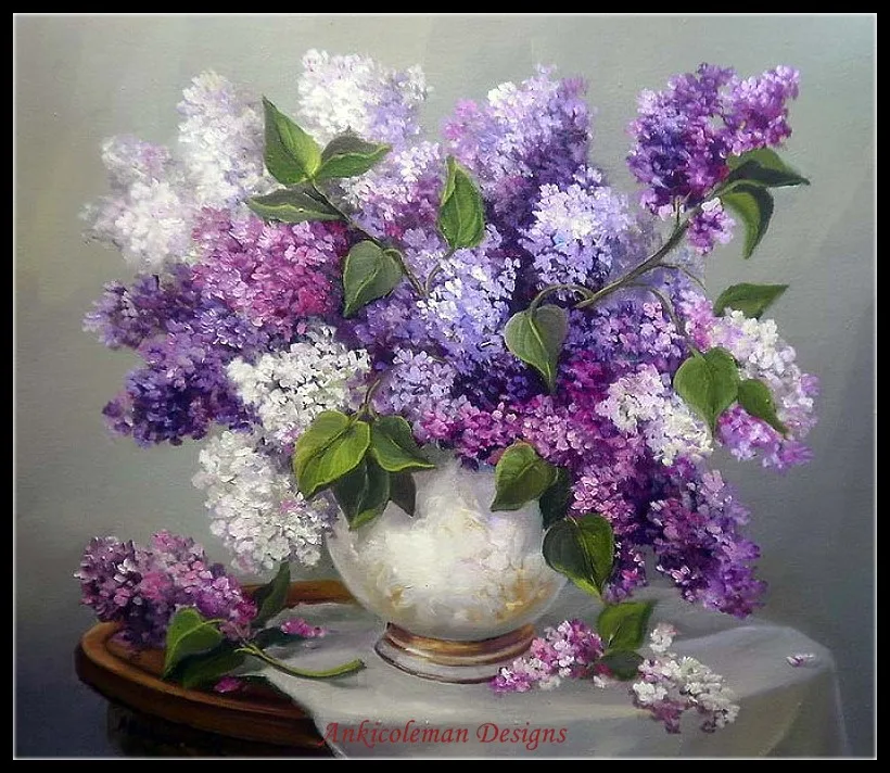 

Needlework for embroidery DIY DMC High Quality - Counted Cross Stitch Kits 14 ct Oil painting - Lilacs in a Vase II