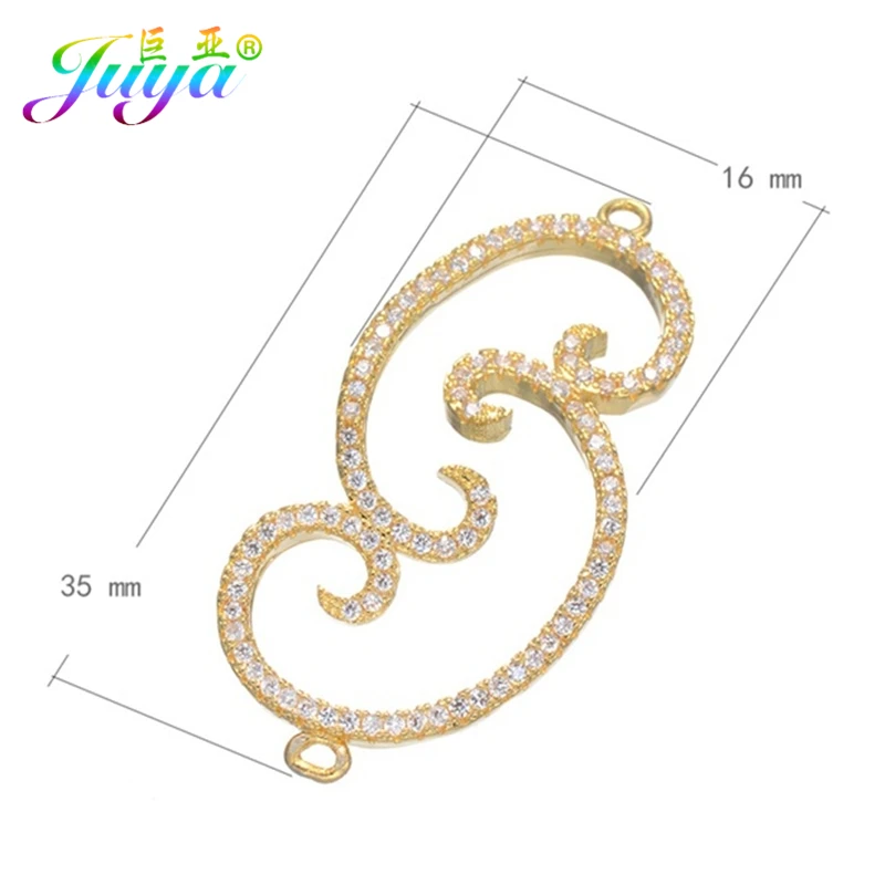 Juya DIY 18K Gold Plated Cz Infinity Knot Flower Star Charm Connectors Accessories For Women Bracelet Necklace Earring Making