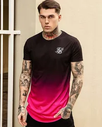 Men T Shirt Gradient siksilk Short Sleeve T-shirt Men Summer New Man Basic Casual Tee Shirt Homme Hip Hop Streetwear Tshirt