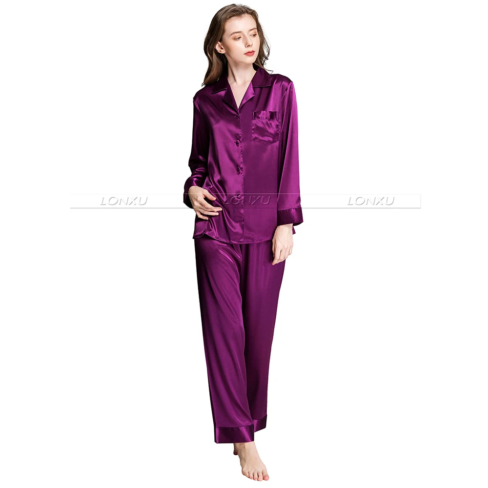 Gift  Womens Silk Satin Pajamas Set  Pajama Pyjamas Set  PJS  Sleepwear  Loungewear S,M,L,XL,2XL,3XL  Solid  Plus