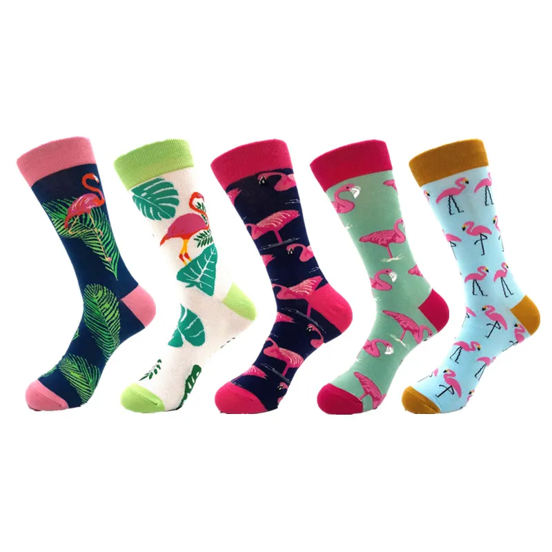 5pairs/lot Brand Quality Men Socks Combed Cotton colorful Happy Funny Socks Hot Sale fashion Casual long Mens compression socks