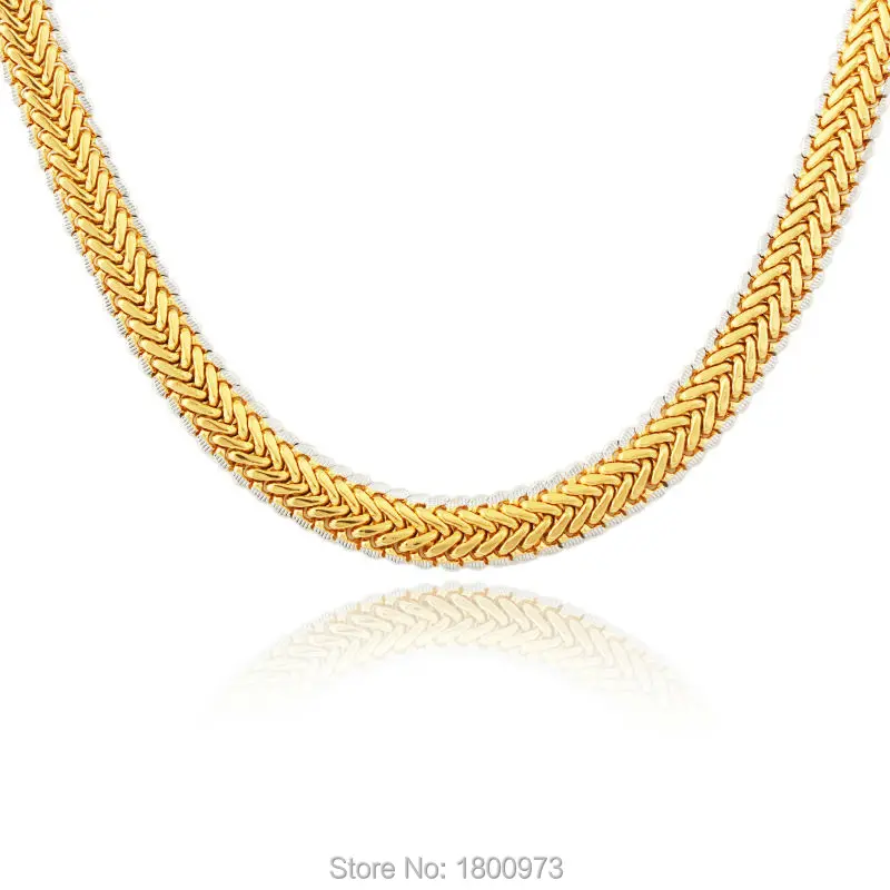 

Unique Two Tone Necklace New Trendy Gold/Silver Color 11MM 22 Inches Snake Chain Necklaces Jewelry Men