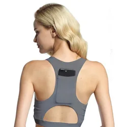 PHIKESEYA Compressione Imbottito Sport, Bra Con Tasca Del Telefono delle Donne del Reggiseno di Yoga Sportswear Elastico Corsa e Jogging Biancheria Intima Palestra Sport, Bra Top