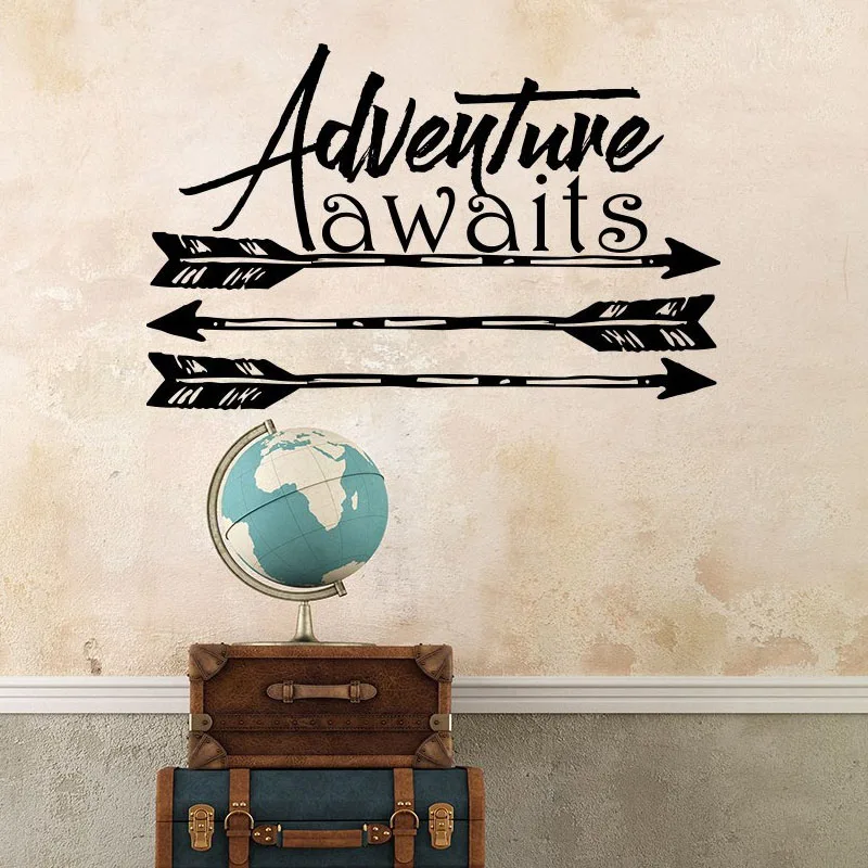 ZOOYOO Adventure Awaits Quote Wall Sticker Boho Arrows Kids Nursery Wall Decals Children Bedroom Decoration