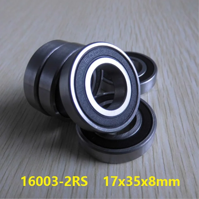 

50pcs/lot bearing 16003RS 16003-2RS 16003 RS 2RS rubber shielded 17x35x8 mm Deep Groove Ball bearing 17*35*8mm