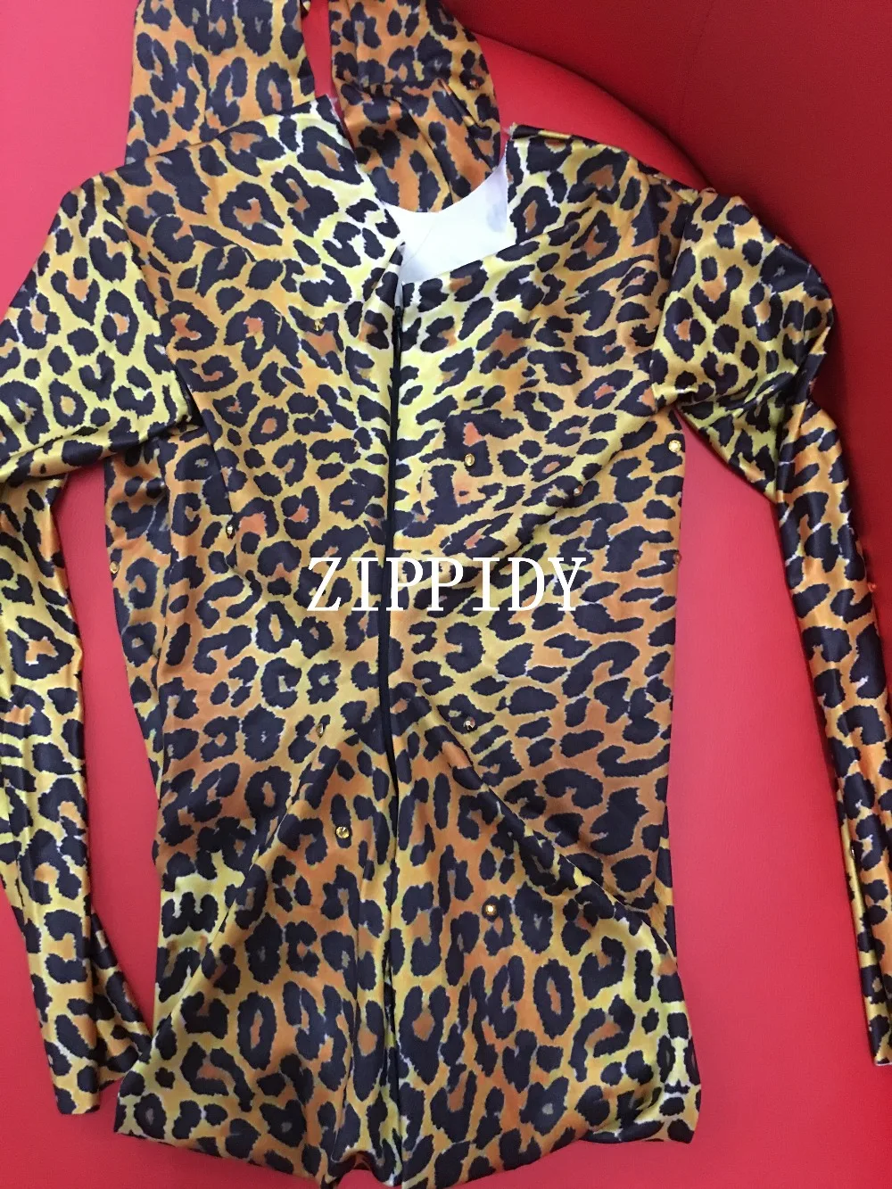 Nuovo Leopardo Stampato In Oro Strass Stretch Tuta Cantante del Locale Notturno di Ballo Della Tuta delle Donne del Partito di Cosplay Outfit Sexy Leggings