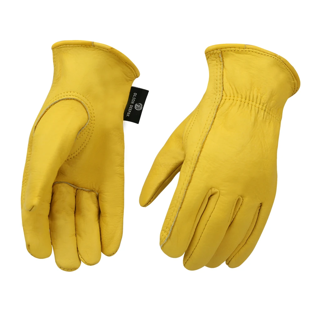 Work Leather Gloves Motorcycle Gardening labouring work 100% Cowhide Leather Safety Working Glove Men&Women 5 Pair