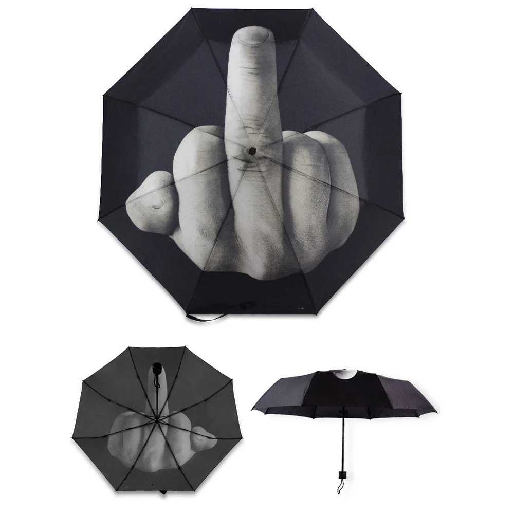 Wind Resistant Folding Automatic Umbrella Cool Middle Finger Auto Luxury Big Windproof Women Men Rain Umbrella Sun Umbrellas