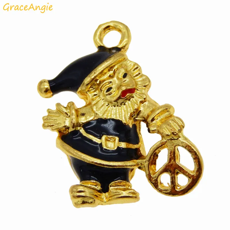 8PCS Enamel Alloy Santa Claus Pendant Charms Jewelry Making Accessory Xmas Tree Hanging Decoration 22*15mm