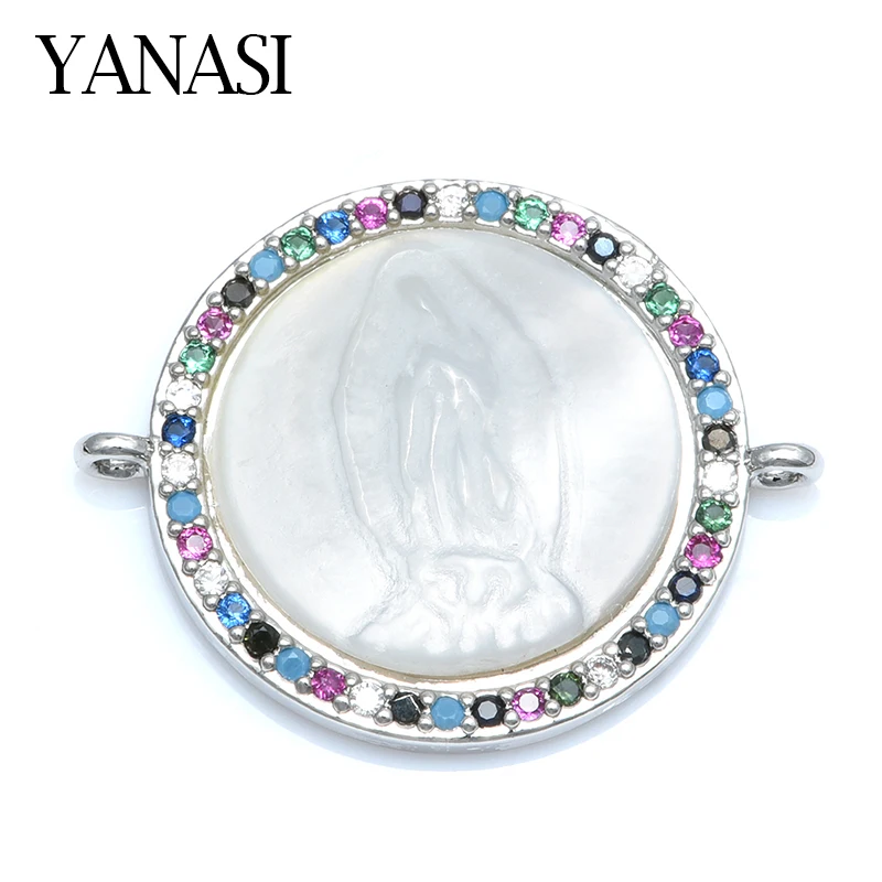 Shell Christian Religion Virgin Mary Connector Charm DIY Jewelry Bracelets Blessed For Women Girl Man Religious Jewelry