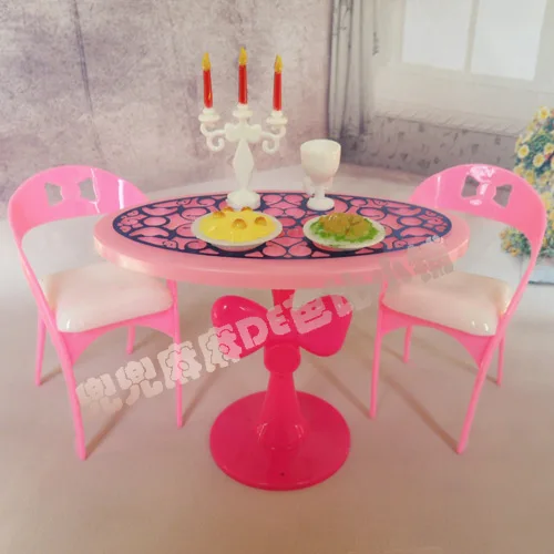 Gran oferta, casa de muñecas, muebles en miniatura, juegos de mesa de comedor para muñeca Barbie, elegante y elegante, Retro, juguetes para niños y niñas