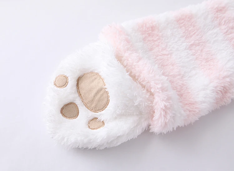 Japanese Winter Women Onesie Pajamas Kawaii Cat Lovely Ear Long Sleeve Pink One-Piece Sleepwear Female Casual Cute Homewear Girl