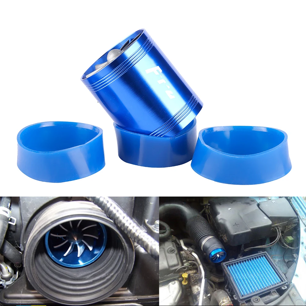 Turbo Car Double Turbine Charger for Air Intake Gas Fuel Saver Fan Supercharger Fit for Air Intake Hose Diameter 65-74mm