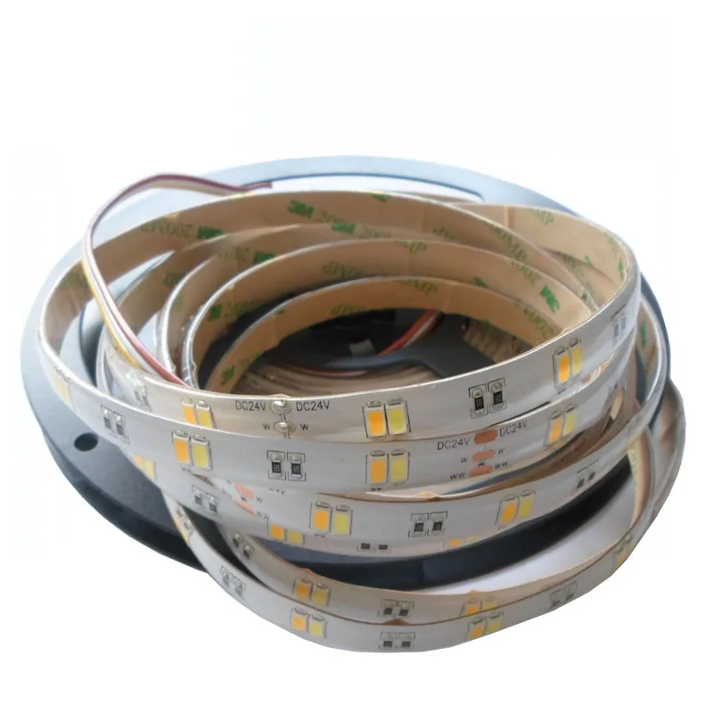 

5mX Hot sales DC24V input 60LED/m 5630SMD warm white & cool white CCT adjustable LED flexible strip light