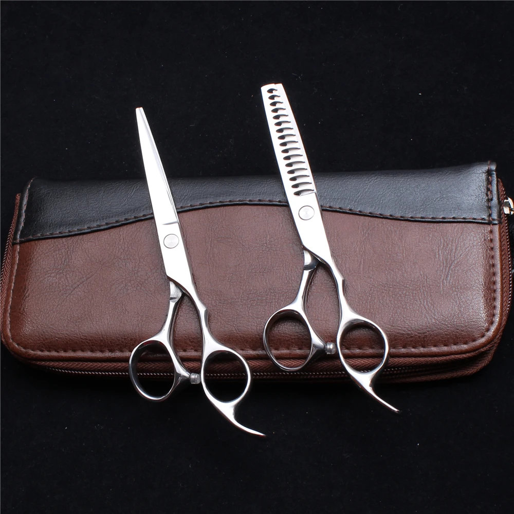 

C2000 6INCH 17cm 440C Customized Logo Cutting Scissors Thinning Shears Professional Hairdressing Scissors 16 Teeth Hair Scissors