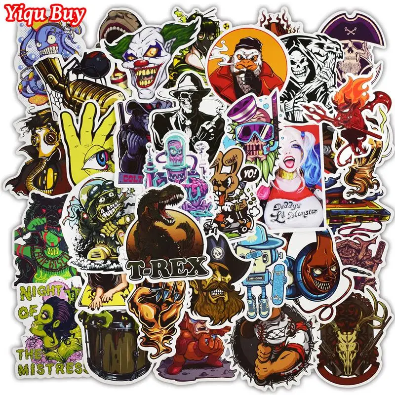 50 Pcs Terror Stickers for Laptop Phone Skateboard Luggage Car Styling Bicycles Doodle Vinyl Decals Horror Waterproof Sticker