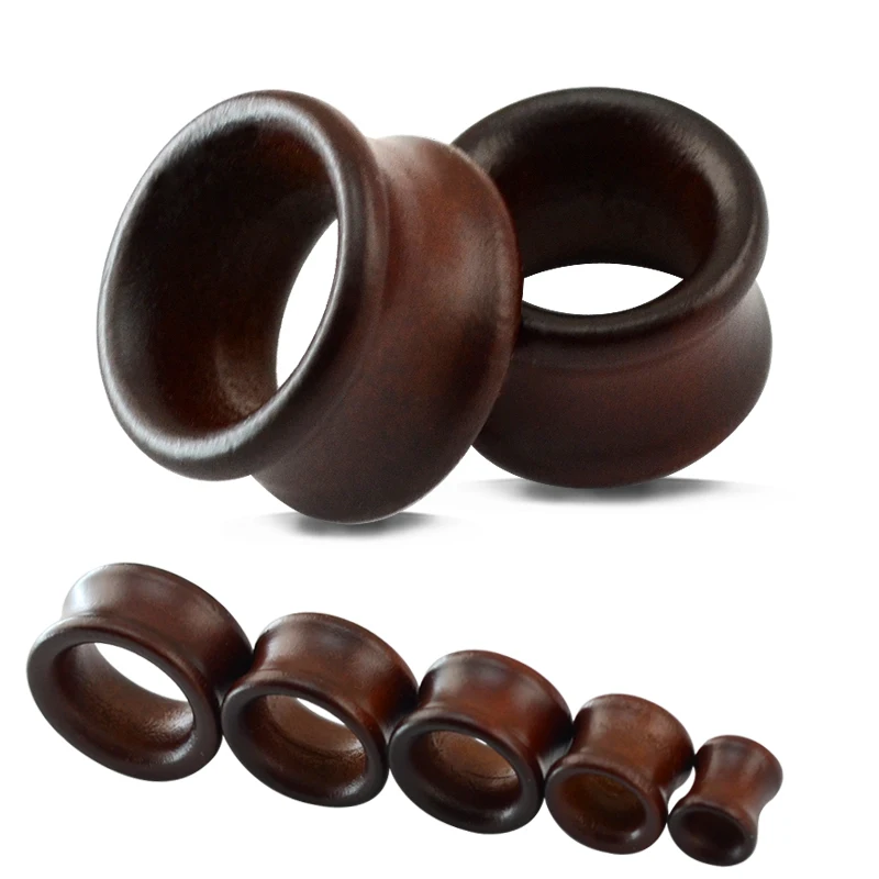 ZS 2Pcs/lot Wood Ear Plug And Tunnel Women Men Double Flared Flesh Expander Stretcher Large Gauges Body Piercing Jewelry 8-22MM