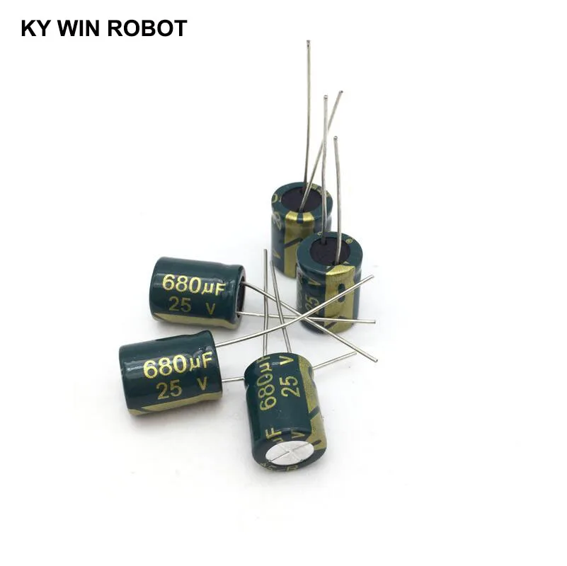 10 szt. Aluminiowy kondensator elektrolityczny 680 uF 25 V 10 * 13 mm frekuensi tinggi Radialny kondensator elektrolityczny — zdjęcie 4