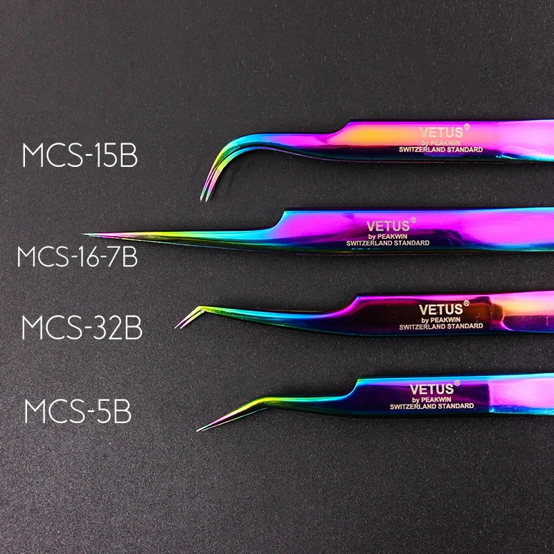 NEW 100% Vetus MCS Series Fantasy Bright Premium Super precision Tweezers for Eyelashes Extension Pinzas