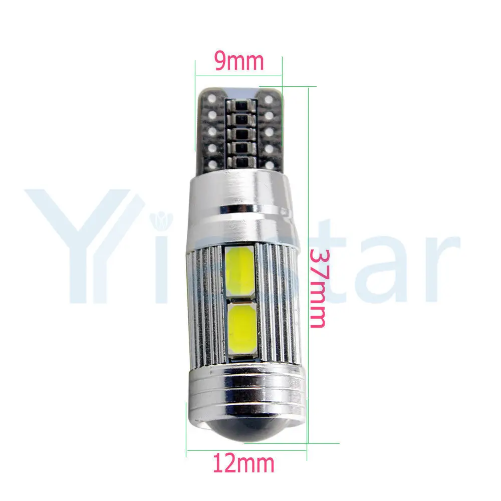 100X T10 W5W 194 192 158 White Blue 10Led 5630 5730 SMD PCB DC 12v Car Auto Parking Light Led W5W Xenon NO OBC ERROR Side Bulb