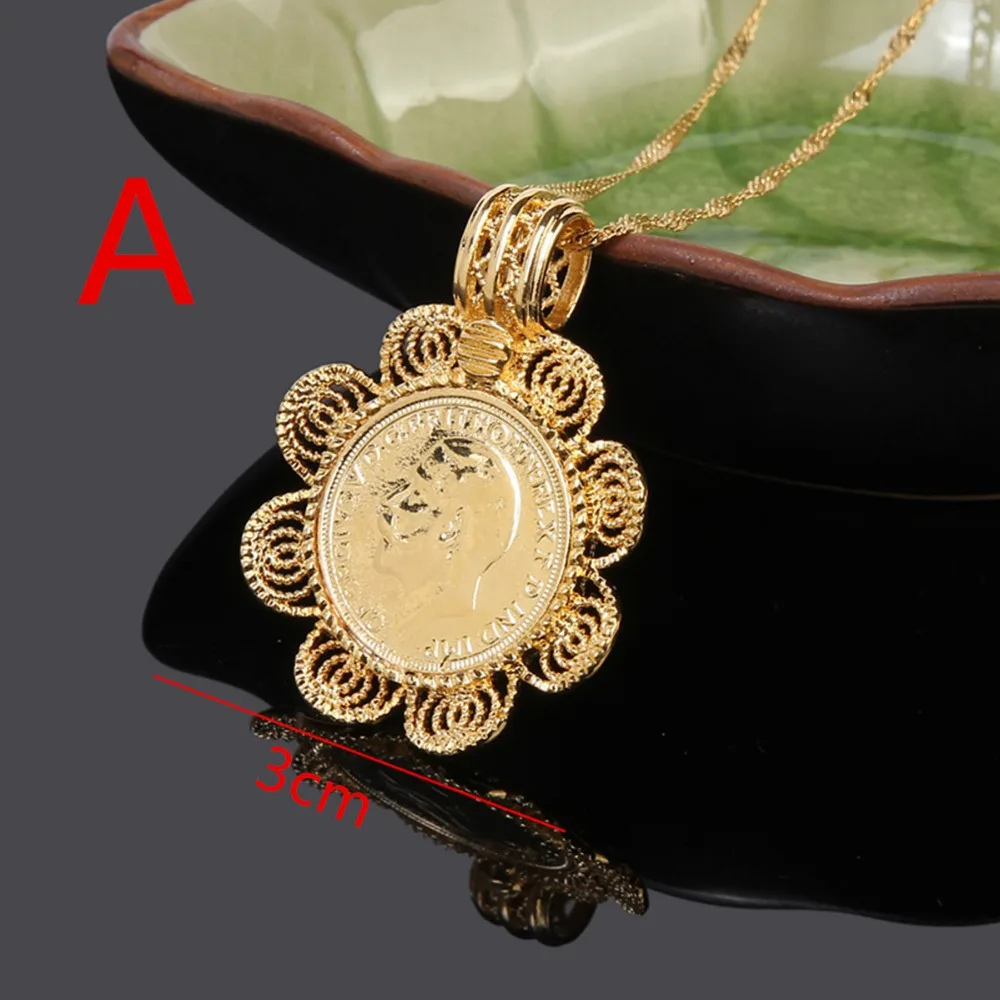 Ethiopian Coin Cross Pendant Necklace Jewelry 22k Gold Color African Eritrea Habesha Wedding Bride Coin Pendant Jewelry