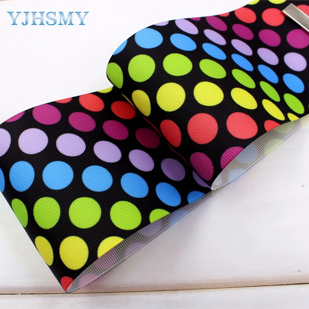 YJHSMY handmade Printed grosgrain Ribbon 75mm 100/50/5yard/lot Diy headwear accessories,wedding gift wrap Lollipop tapes 1710310