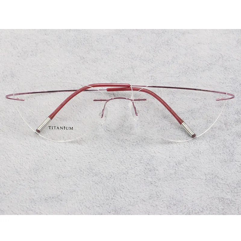 Rimless Glasses Frame Women Titanium Ultralight Eyeglasses Prescription Frameless Cat Eye Eyewear Myopia Optical Frame