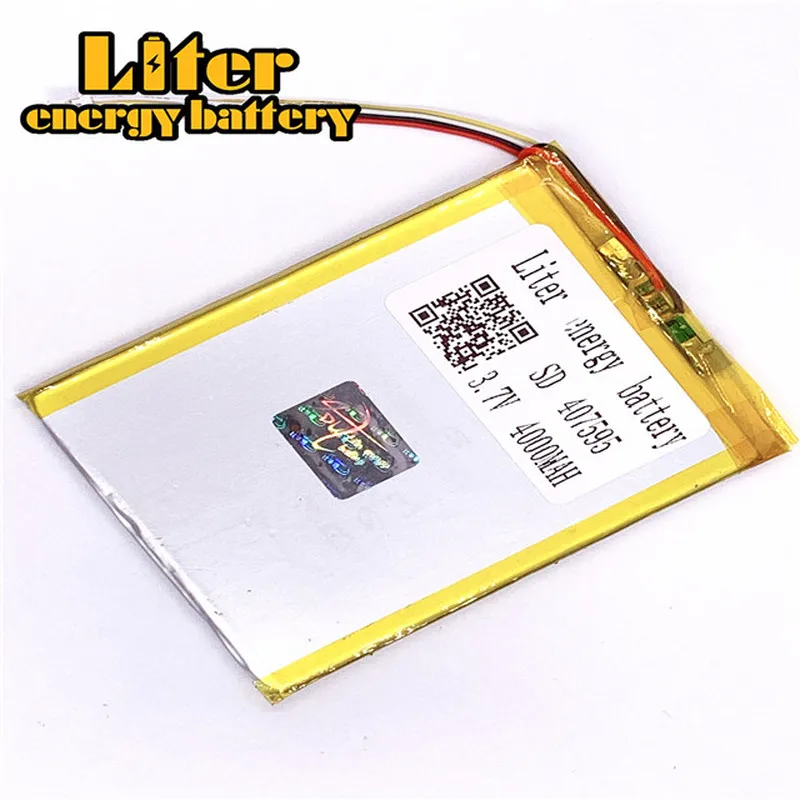 plug 1.0-4P 3.7 V 407595 4000mah tablet pc 7 inch MP4 MP5 lithium polymer li-ion rechargeable battery lipo battery