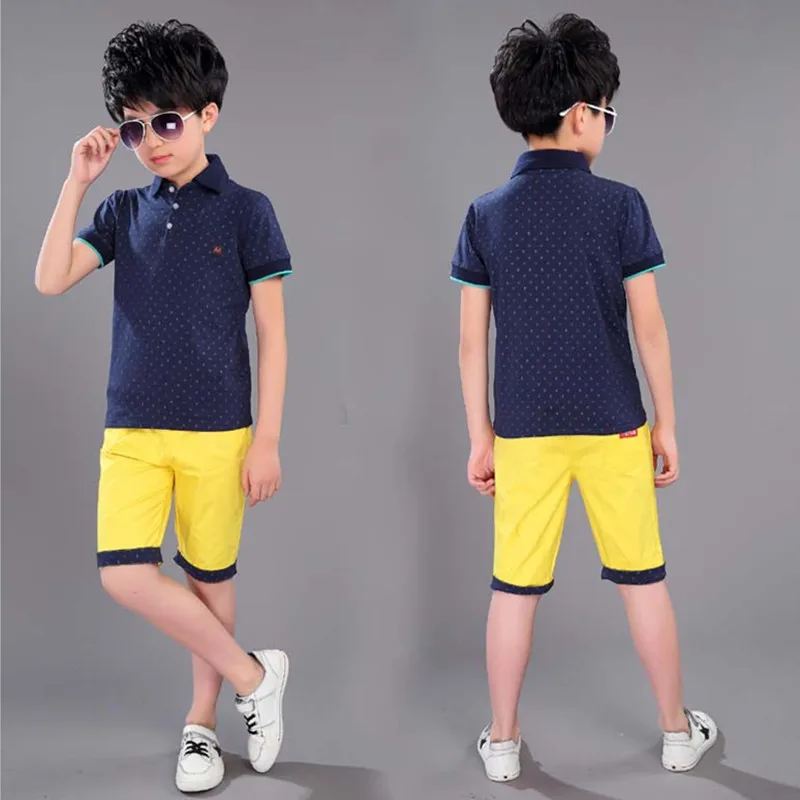 

Boys Clothing Set For Summer Fashion Casual Sports Short Sleeve Cotton Children Clothes Sets Color Red / Dark Blue / White