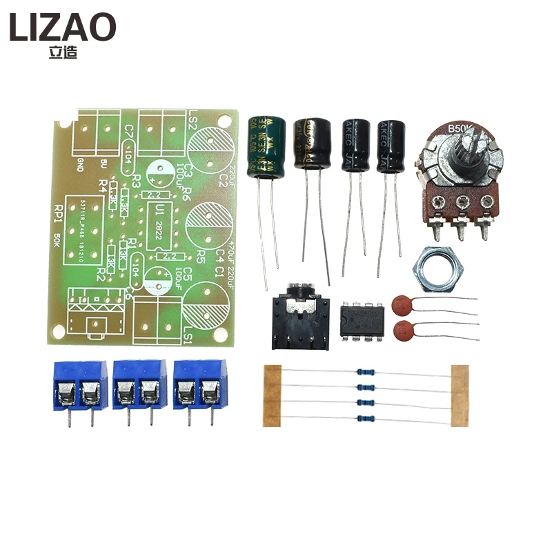 TDA2822 TDA2822M 5W*2 Amplifier Board 1.8-12V 2.0 Channel Stereo Mini AUX Audio Amplifier Module AMP with 50K Ohm Potentiometer