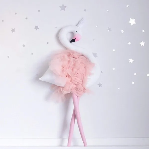 INS Hot Cute Handmade  Long Leg Pink Flamingo Toys Stuffed Baby Dolls Baby Bed Decoration Children Gift