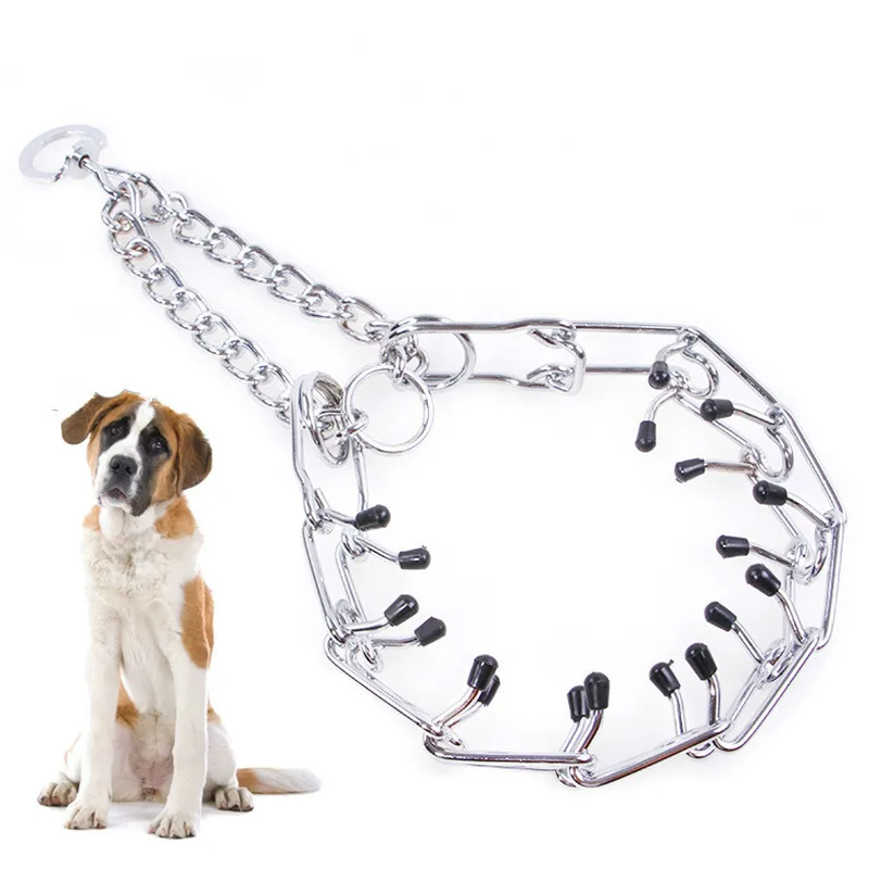 

New Removable adjust size Large dog Training P chain Stimulation chain big Dog Collar Pet chrome Metal Train Collars necklace