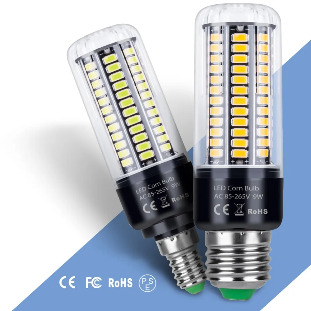 Bombilla LED E27 E14 para el hogar, bombillas de maíz, 220V, 3,5 W, 5W, 7W, 9W, 12W, 15W, 20W, SMD5736, ahorro de energía, sin parpadeo