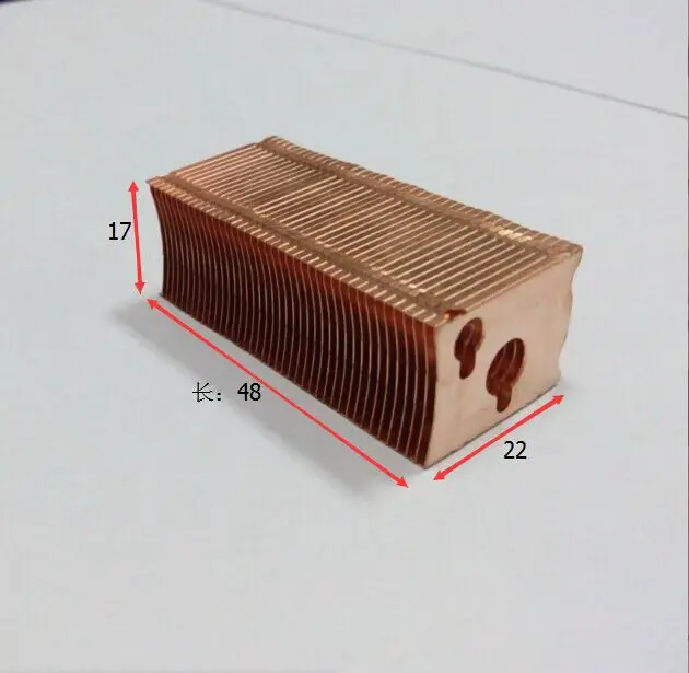 48*22*17mm Pure copper cooling fins Finned radiator length can DIY through heat pipe fins