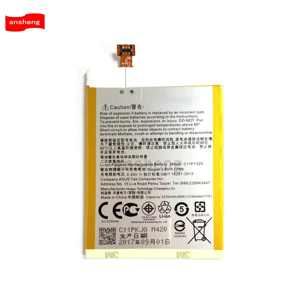 3.8V 3230mAh C11P1325 Battery For Asus ZenFone 6 ZenFone6 A600CG T00G A601CG Smartphone