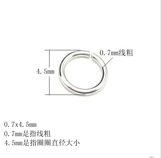 Wholesale Pure Solid sterling 925 sliver Accessories 100pcs Real 925 Silver Open Jump rings 4.5x0.7mm Jump Ring Finding