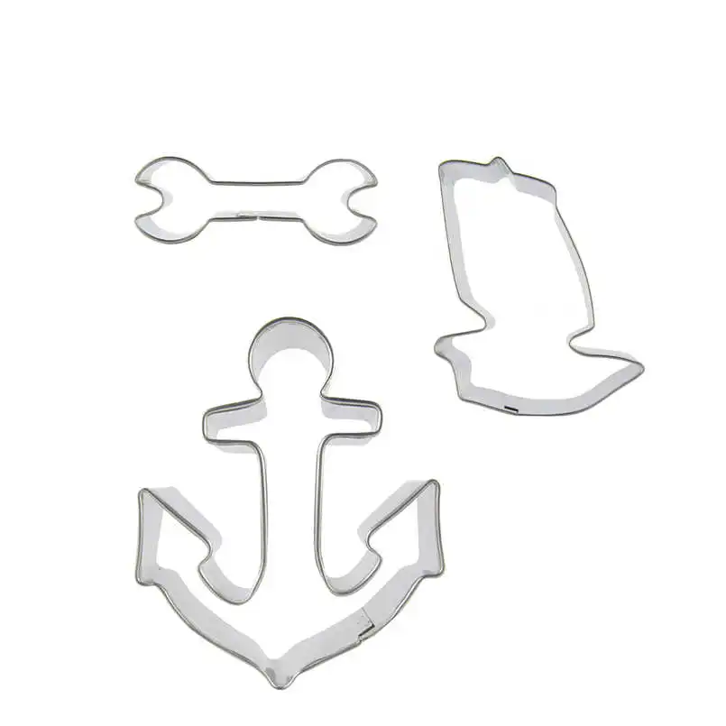 Spanner, Sailboat, Anchor shape 3  pieces biscuit cutting molds, baking tools, cake decorating soft candy tools.