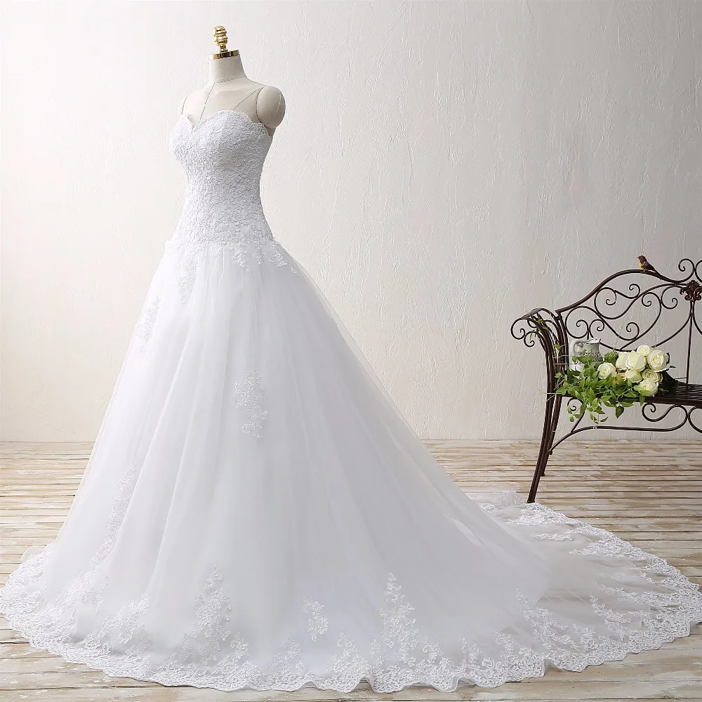 Vestido De novia De encaje elegante De Gelinlik, línea A, escote en forma De corazón, con apliques De tul, para novia, 2020