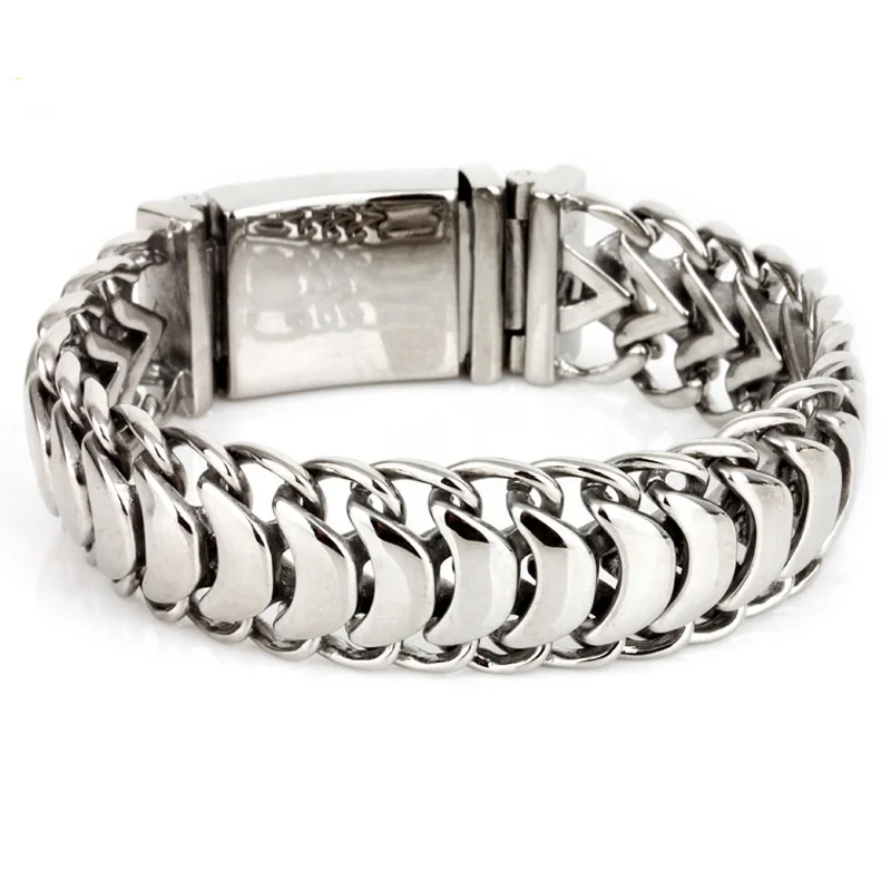 20mm Unique Mens Silver color Polish Scorpion Bracelet Bangle Chain wristband Stainless Steel watchband