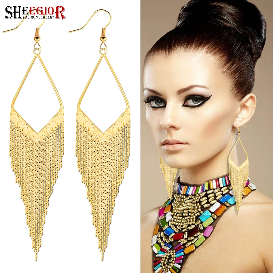 

Lovely Long Dangle Earrings for Women Accessories Boho Gold/Silver Color Tassels Drop Earring Fashion Ornaments Friendship Gifts